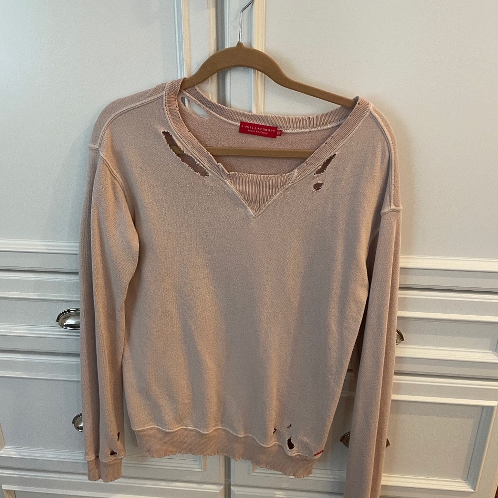 n.philanthropy distressed nude sweatshirt in over sized XS